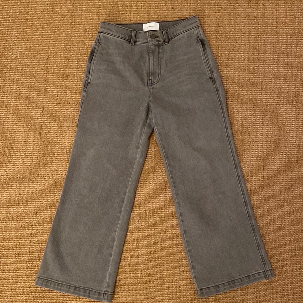 Current Elliot high rise wide leg washed grey denim